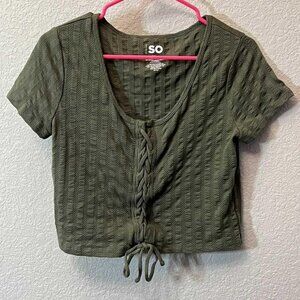 JUNIORS SIZE XL ARMY GREEN CROP TOP - NWOT!